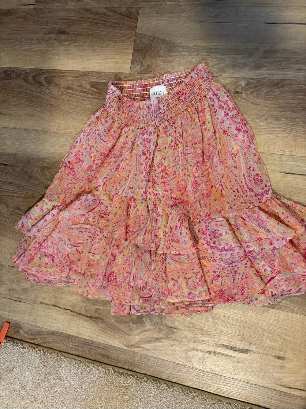 MISA Los Angeles Anja Ruffle Mini Skirt Puglia Paisley Size S
